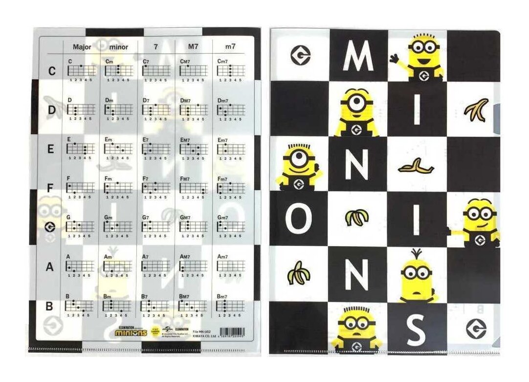 KIWAYA File MN-U02 minions ミニオンズ ウクレレコード表付 クリアファイル【メール便発送・全国送料無料・代金引換不可】