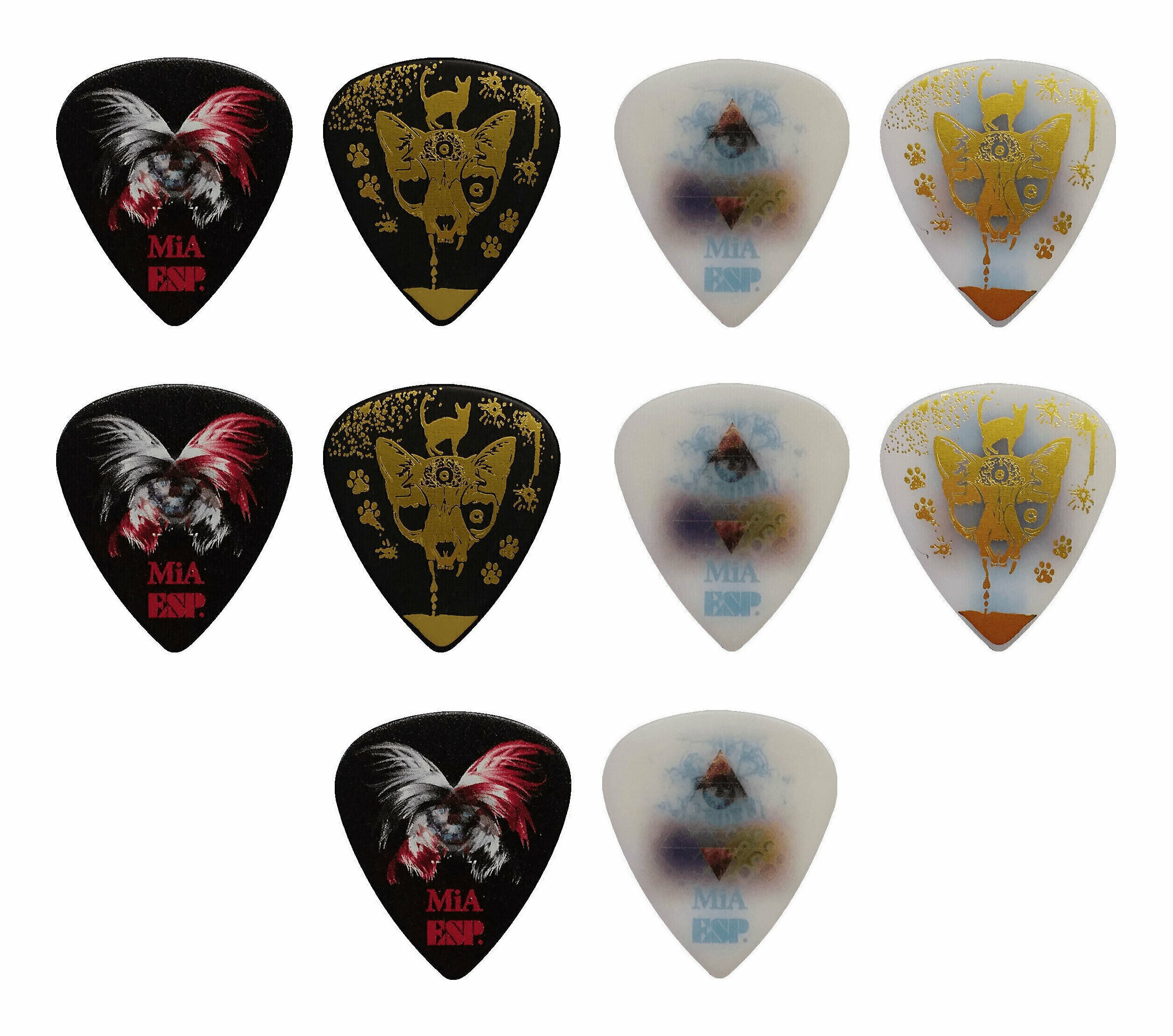 ESP PA-MiA10 Black + PA-MiA10 White/2種類各5枚 計10枚セット MiA シグネチャー ギター ピック【メール便発送・全国送料無料・代金引換不可】
