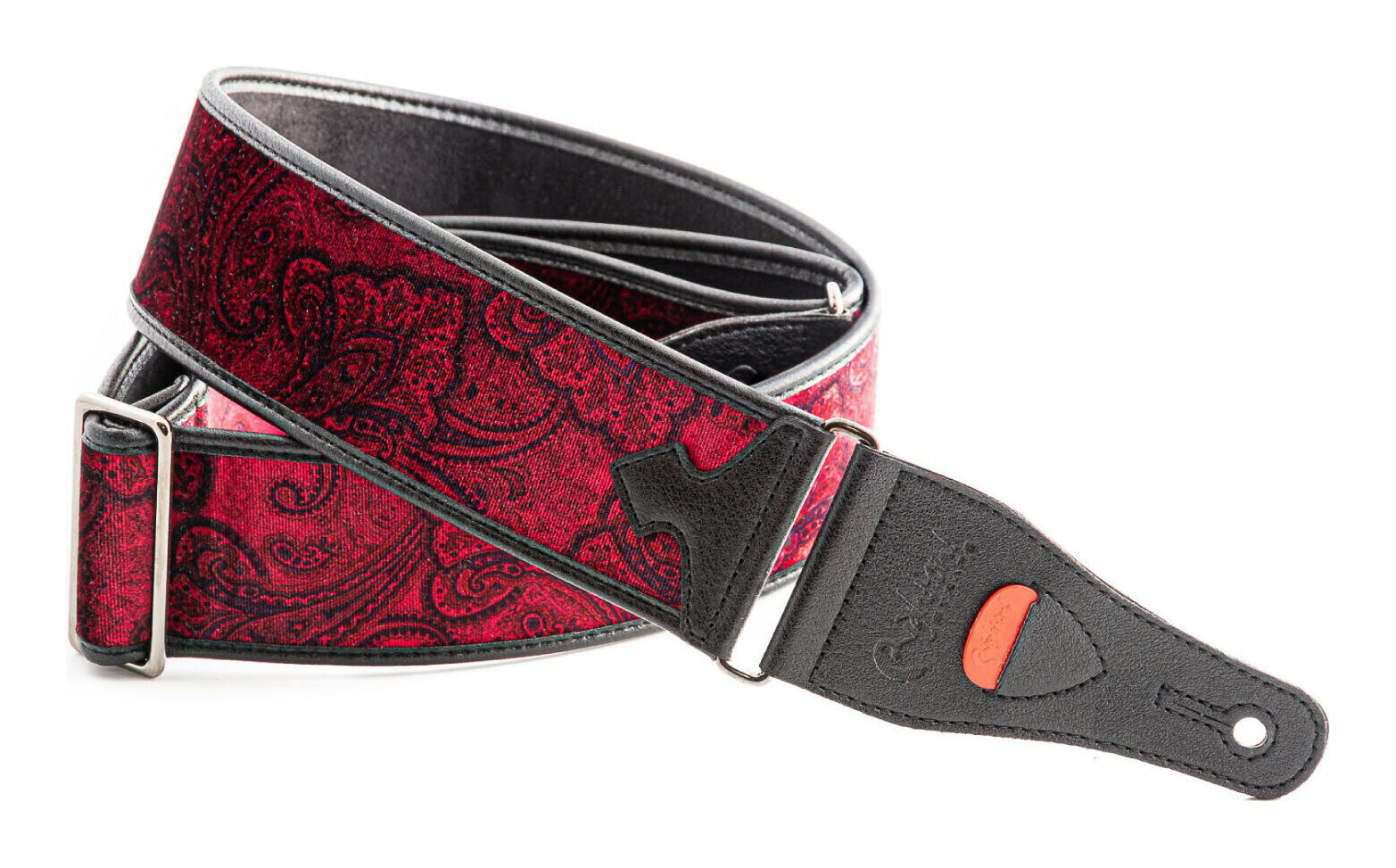 【ご予約商品:12/上旬入荷予定】RightOn! STRAPS PAISLEY VELVET-60 Red ギター・ベース用ストラップ ベルベットとペイズリーのエンボス【送料無料】【ポイント5倍】