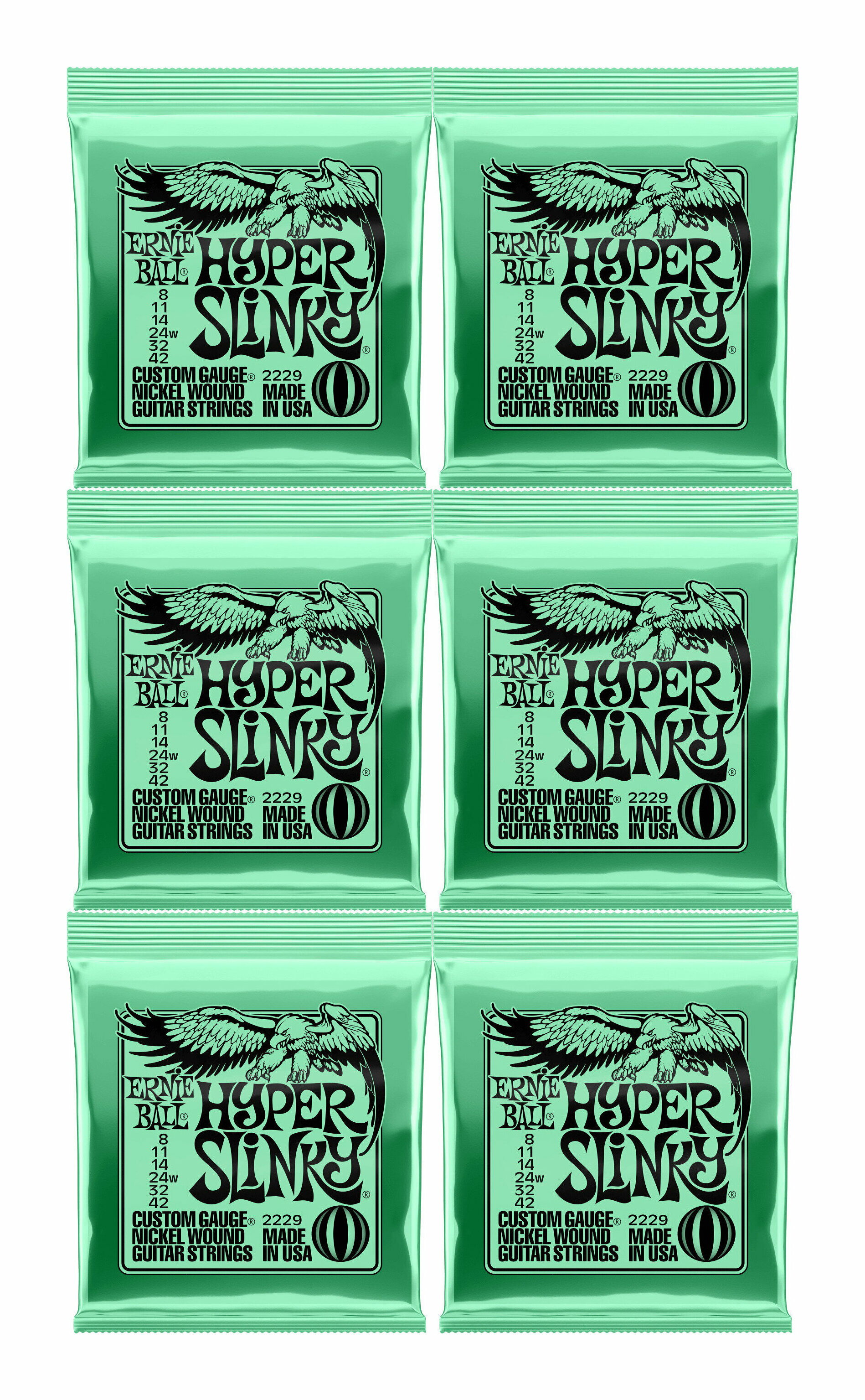 ERNIE BALL 2229 ×6 08-42 HYPER SLINKY エレキギター弦【メール便発送 全国送料無料 代金引換不可】