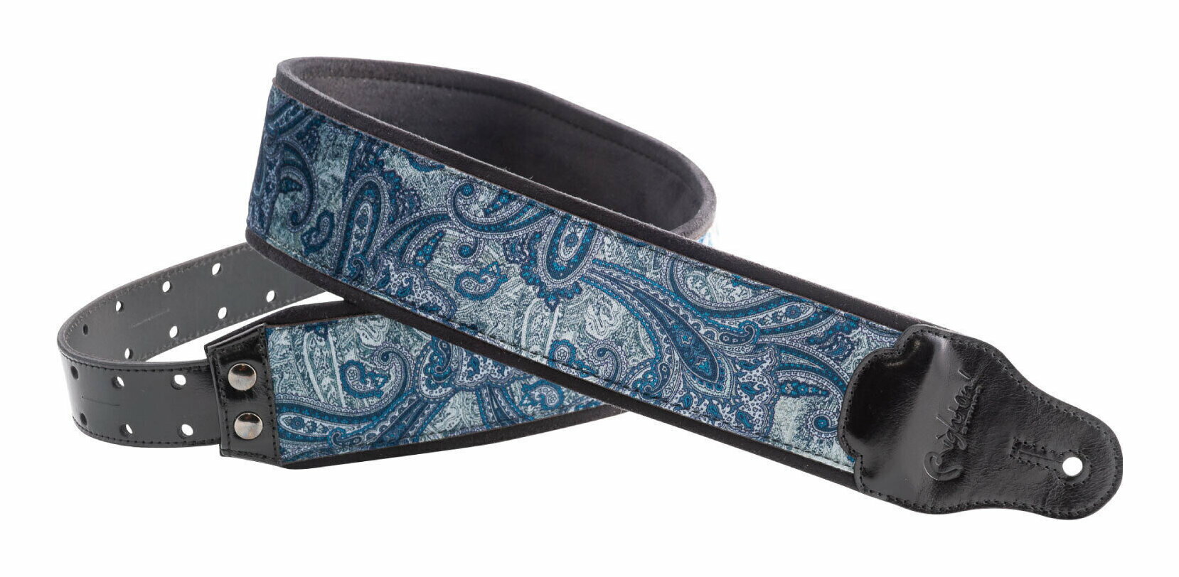 RightOn! STRAPS J-PAISLEY VELVET Blue ギター、ベース用ストラップ ベルベットとペイズリーのエンボス【送料無料】【ポイント5倍】