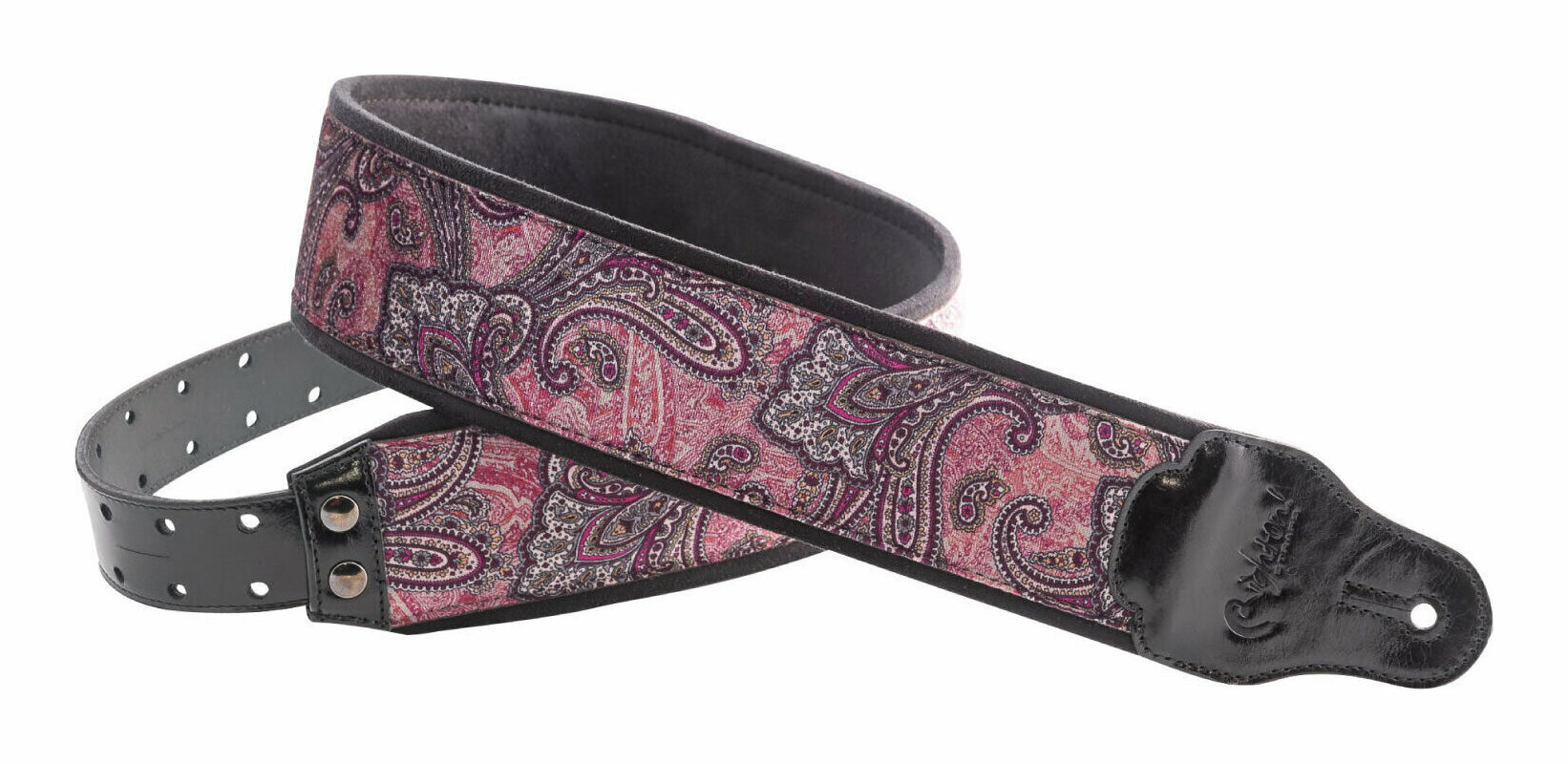 RightOn! STRAPS PAISLEY VELVET-70 BURGUNDY ギター ベース ストラップ ベルベットとペイズリーのエンボス【送料無料】【ポイント5倍】