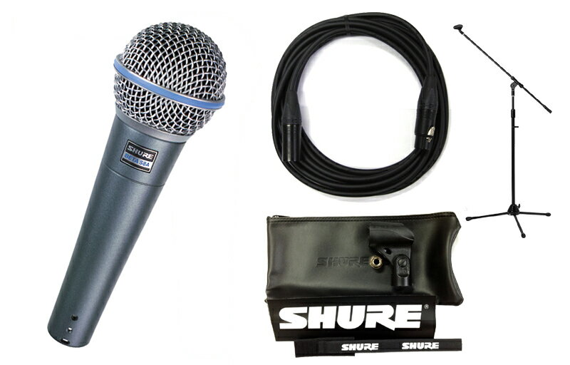 【マイクスタンド CANAREケーブル付8点セット】SHURE BETA58A ボーカル用/正規品2年保証【送料無料】