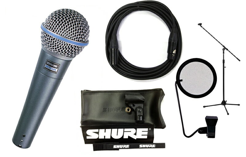 【マイクスタンド+ポップブロッカー+ケーブル付9点セット】SHURE BETA58A ボーカル用/正規品2年保証【送料無料】