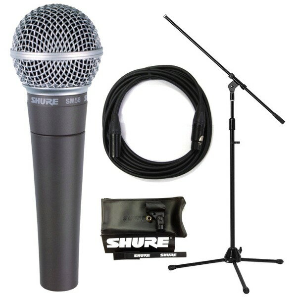 SHURE SM58LCE(ブームマイクスタンド+CANAREケーブル付8点セット)/正規品2年保証【送料無料】