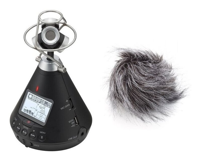 ZOOM H3-VR(純正ヘアリーウィンドスクリーン/WSU-1付) ズーム 360°Virtual Reality Audio Recorder ASMR配信などに 360度レコーダー