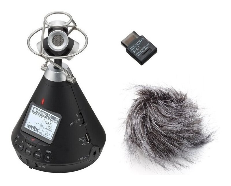 ZOOM H3-VR(Bluetoothアダプタ/BTA-1+ヘアリーウィンドスクリーン/WSU-1付) ズーム 360°Virtual Reality Audio Recorder ASMR配信などに 360度レコーダー