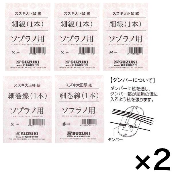 【ゆうパケット発送】・お問い合わせ番号による郵便追跡サービスがご利用いただけます。※一部定形外郵便発送商品には追跡サービスはございません。・お届けは郵便受けへの投函で完了となります。・日付・時間帯指定はお受けできません。・お届けまで2〜5日ほどかかります(お届け地域により異なります)。・繁忙期やお届け地域によっては10日前後かかる場合がございます。・配達の遅延・紛失または破損した場合の補償はございません。・郵便受けに入らないサイズの商品は持ち戻りになる場合がございます。 ★セット内容★SUZUKI 大正琴弦 細線 x6本SUZUKI 大正琴弦 細巻線 x4本SUZUKI 大正琴弦 細巻線用ダンパー x2個※こはくソプラノ/あゆ用弦をセットにしました。※弦は古くなると音が悪くなりますので、定期的な交換をお奨めします。