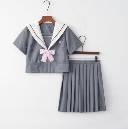 送料無料レディースファッション セーラーワンピース制服 海軍風 学園風 長袖/半袖 シャツ+ミニスカート+リボン+靴下4点セット女子高生　セーラー服 森ガールスクール制服　学生清純コスプレ 衣装