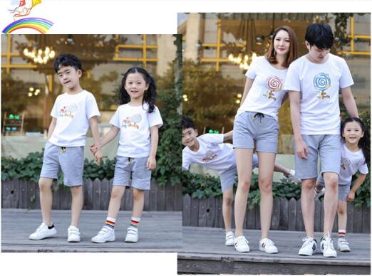 全品2点送料無料　親子ペアTシャツ　ママ　パパ　子供　短袖 親子お揃い　メンズTシャツ レディース　姉妹 トップス おそろい親子服 兄弟 姉妹 ビーチ ペアルック　誕生日プレゼント　子供　キッズ　旅行 セットアップ 日常服 可愛い トップス