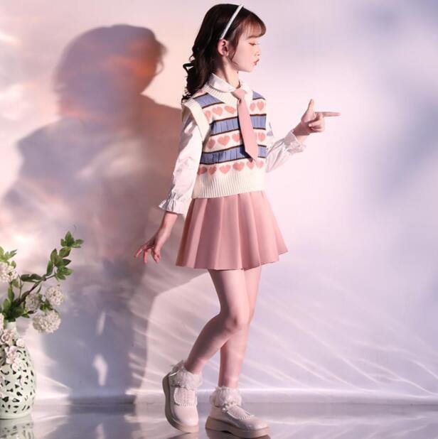 スクール 学生服 卒業式 スーツ 学生 スカートセット 入学式スーツ 子供 セーラー服 スカートスーツ セット 長袖 子供 セーラー服 キッズ 卒業式 3点セット 女子学生制服 上下セット セーターベスト+シャツ+スカート フォーマル ジュニア ダンス 演出服