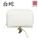 白蛇 小銭入れ パイソン 蛇革 財布 コインケース コンパクト おしゃれ 本革 日本製 金運アップ レディース メンズ パイソンレザー ダイヤモンドパイソン 錦蛇革 財運 風水 金運 白財布 sakurazen 勾玉昇龍根付セット