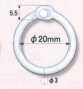 フックリング TN-6 3×20φ 10個入り白色 カードリング 文房具 プラスチック製 プラスチックリング 日本製 錆びない 単語帳 まとめる 開閉式 リング 輪 環 POPパーツ 店頭用