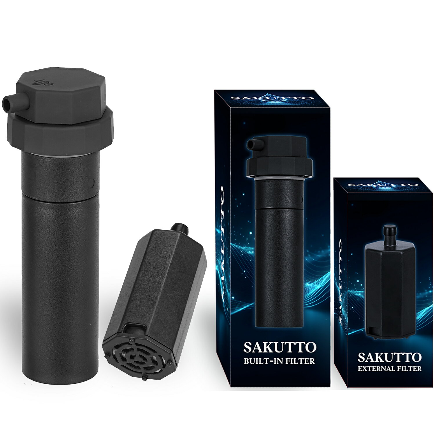 【交換フィルターセット】SAKUTTO 電動浄水器 交換用 フィルター カートリッジ 外付けフィルター ＆ 内蔵フィルター…