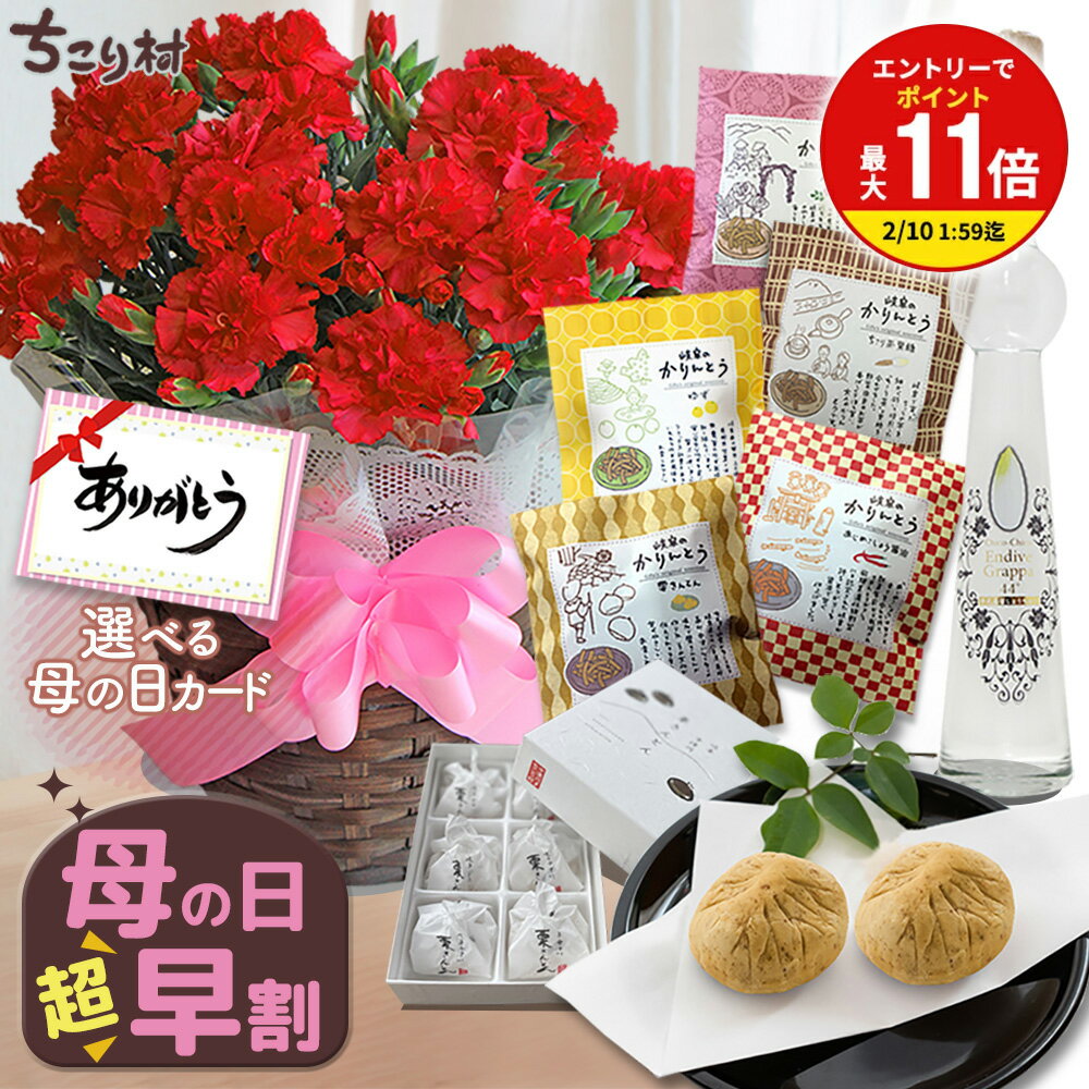 【高評価★4.71】 母の日ギフト 超 早割 選べるサプライズセット 生花 豪華 カーネーション 5号鉢 花 3商品から選べるセット メッセージカード 付 / 送料無料 母の日 栗きんとん かりんとう 焼酎 早割 鉢植え 鉢花 花鉢 【5/3迄 キャンセル変更可】の商品画像