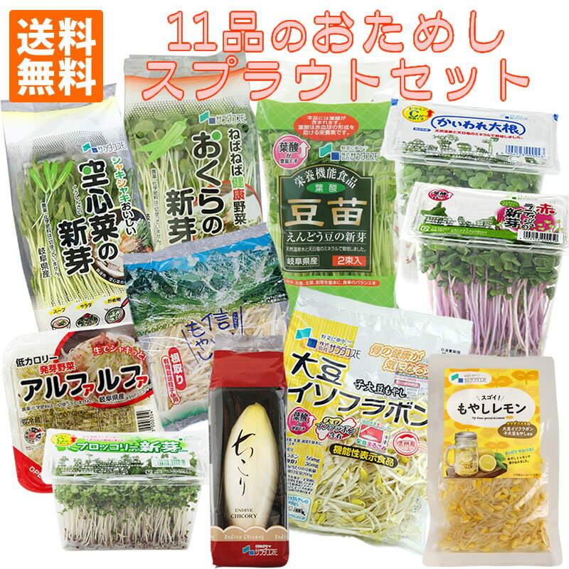 発芽野菜お試し11品セット【送料無料】【機能性表示食品】【国産チコリ入り】【野菜セット/ブロッコリーの新芽/子大豆もやし/豆苗など話題の発芽野菜】