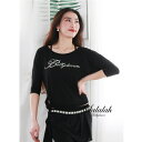 Bellydancerラインストーンロゴ付きゆったり斜め肩デザインTシャツ レッスンウェア レッスン着 ベリーダンス衣装 コスチューム ドレス ステージ 発表会...