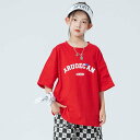 ダンス衣装 キッズ hip hop ストリートダンス 上下2点セット ハーフパンツ 子供 セットアップ ロゴT 半袖 半ズボン トeca1250
