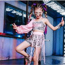 キッズ ダンス衣装 3点セット 女の子 トップス アーム セットアップ ヒップホップ ジャズ K-POPダンス チアガール アメリカン ショートパンツ 長袖 ダ...