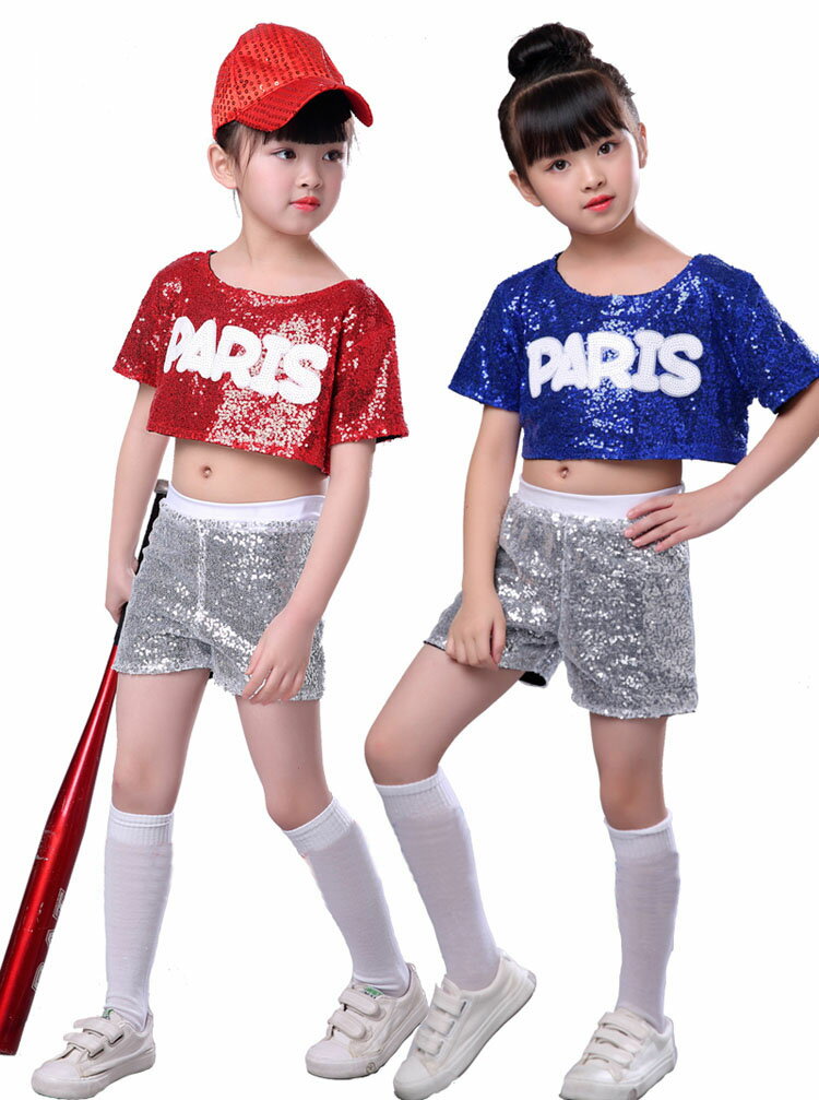 キッズダンス ダンス衣装 スパンコール ダンス 衣装 キラキラ セットアップ パンツ...