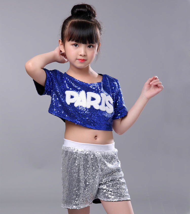 キッズダンス ダンス衣装 スパンコール ダンス 衣装 キラキラ セットアップ パンツ...