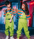 キーズ ダンス 衣装 ヒップホップ チア チアガール セットアップ ジャズ 女の子 男の子　Tシャツ サロペット 長ズボン 韓国 子供服 パンツセット ストリート 舞台 練習用 演出服 チーム揃い 競技 試合