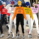 レディース ガール 上下2点セット ダンスウェア トレーニングウェア スポーツウェア ヒップホップ ジャズダンス ストリートダンス Kポップ Bガール シンプル...