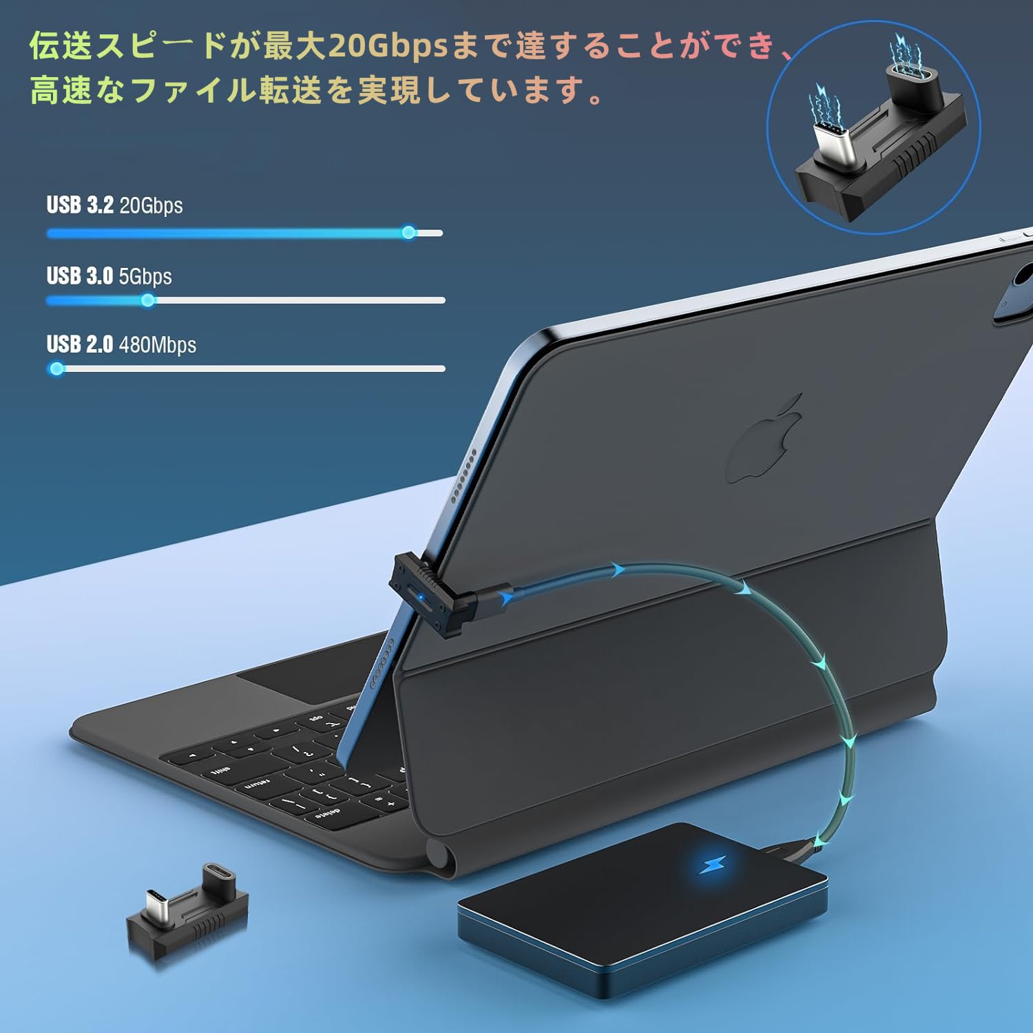 【送料無料】YFFSFDC USB Type C 方向 変換 アダプター U字 U型 180度角度付き【20...