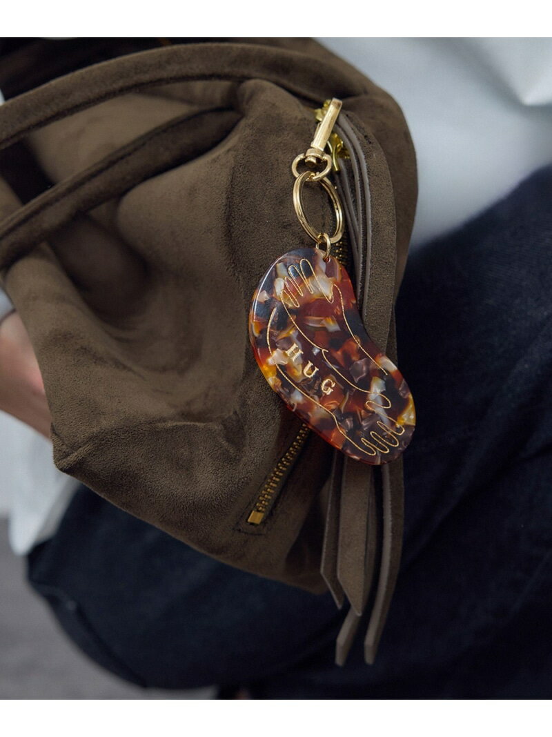 モチーフマーブルプレートチャーム SALON adam et rope' サロン アダム エ ロペ ファッション雑貨 チャーム・キーチェーン ブラウン ホワイト...