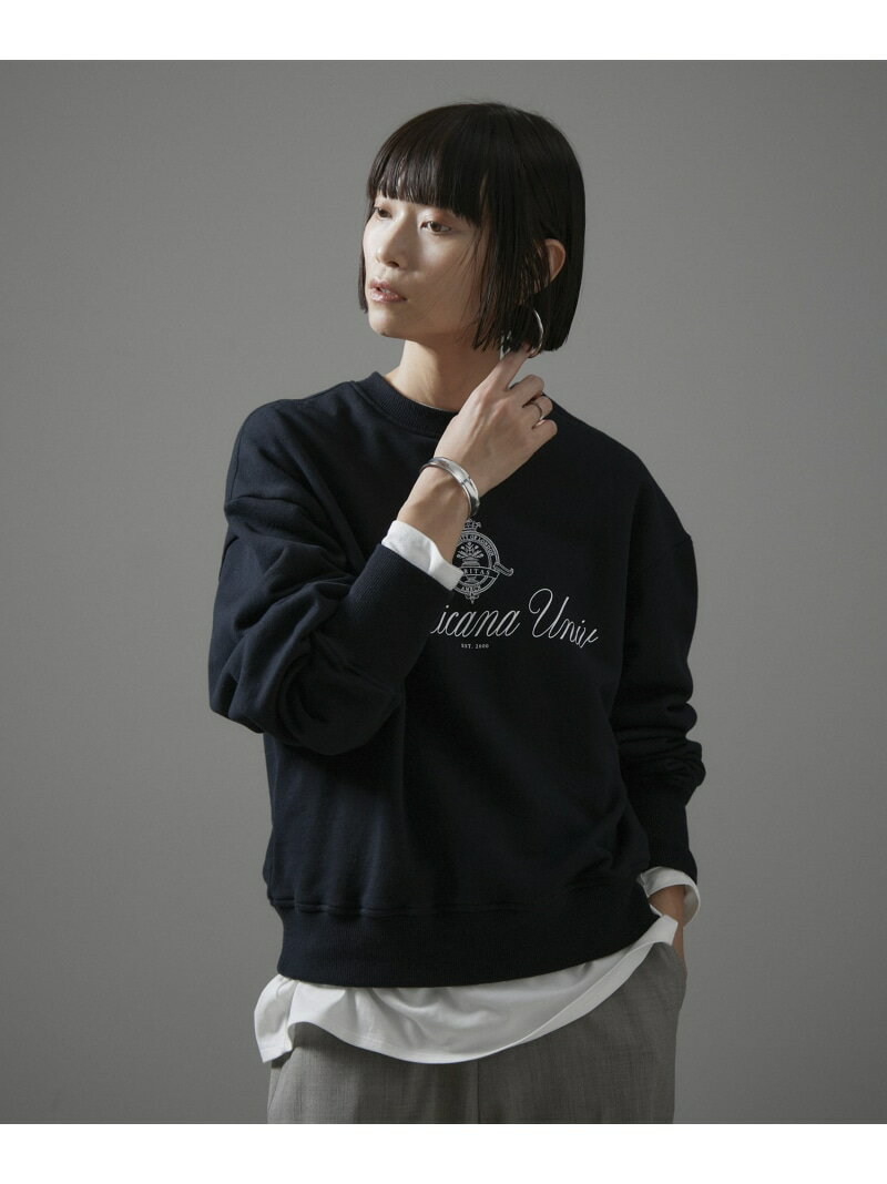 【Americana for SALON】別注ショルダージップロゴスウェット SALON adam et rope' サロン アダム エ ロペ トップス スウェット・トレーナー ホワイト ブラック【送料無料】[Rakuten Fashion]