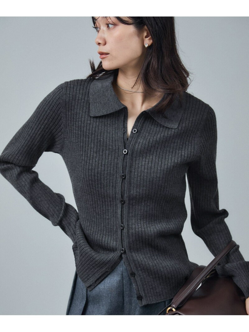 【WEB限定】ウォッシャブルウールリブポロニットカーディガン SALON adam et rope' サロン アダム エ ロペ トップス ニット グレー ブラック ベージュ【送料無料】[Rakuten Fashion]