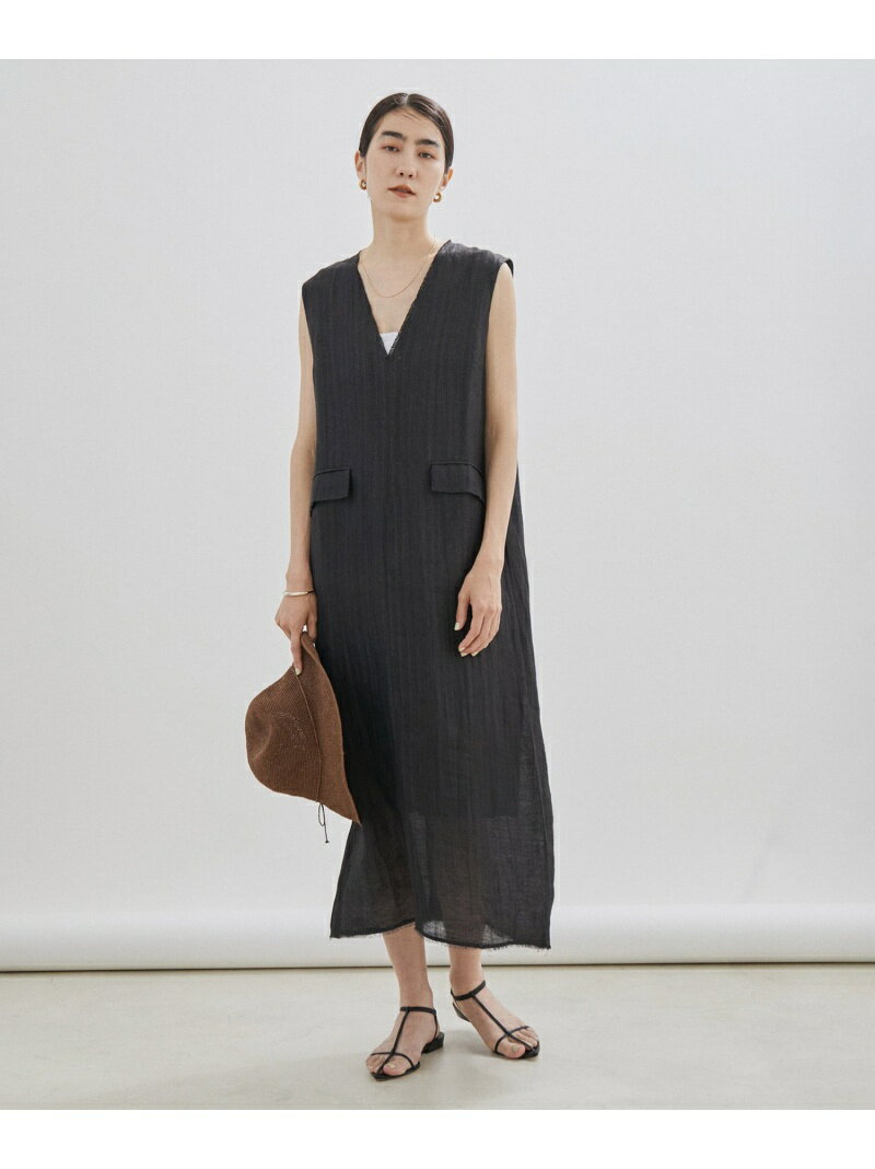 【SALE／40%OFF】シルクリネンジャンパースカート/Vネックワンピース SALON adam et rope' サロン アダム エ ロペ ワンピース・ドレス ジャンパースカート ブラック ホワイト【RBA_E】【送料無料】[Rakuten Fashion]