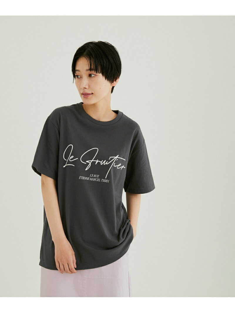 【SALE／40%OFF】【フルーティエ】ロゴプリントTシャツ SALON adam et rope' サロン アダム エ ロペ トップス カットソー・Tシャツ グレー ホワイト【RBA_E】【送料無料】[Rakuten Fashion]