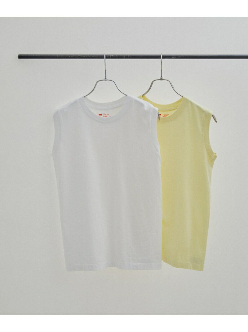 【Hanes(ヘインズ)】スリーブレスT 5.3oz Japan Fit for HER(2枚組) SALON adam et rope' サロン アダム エ ロペ トップス カットソー・Tシャツ イエロー[Rakuten Fashion]