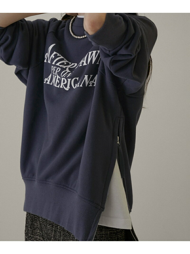 【Americana for SALON】サイドジップロゴスウェット SALON adam et rope' サロン アダム エ ロペ トップス スウェット・トレーナー グレー ホワイト【送料無料】[Rakuten Fashion]のサムネイル