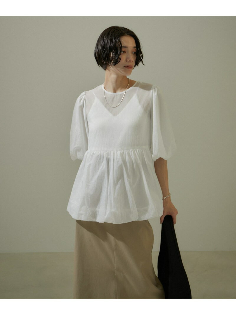 【SALE／30%OFF】【WEB限定】シアーヘムバルーンオーガンジーブラウス/24SS SALON adam et rope' サロン アダム エ ロペ トップス シャツ・ブラウス ブルー ブラウン ホワイト イエロー【RBA_E】【送料無料】[Rakuten Fashion]