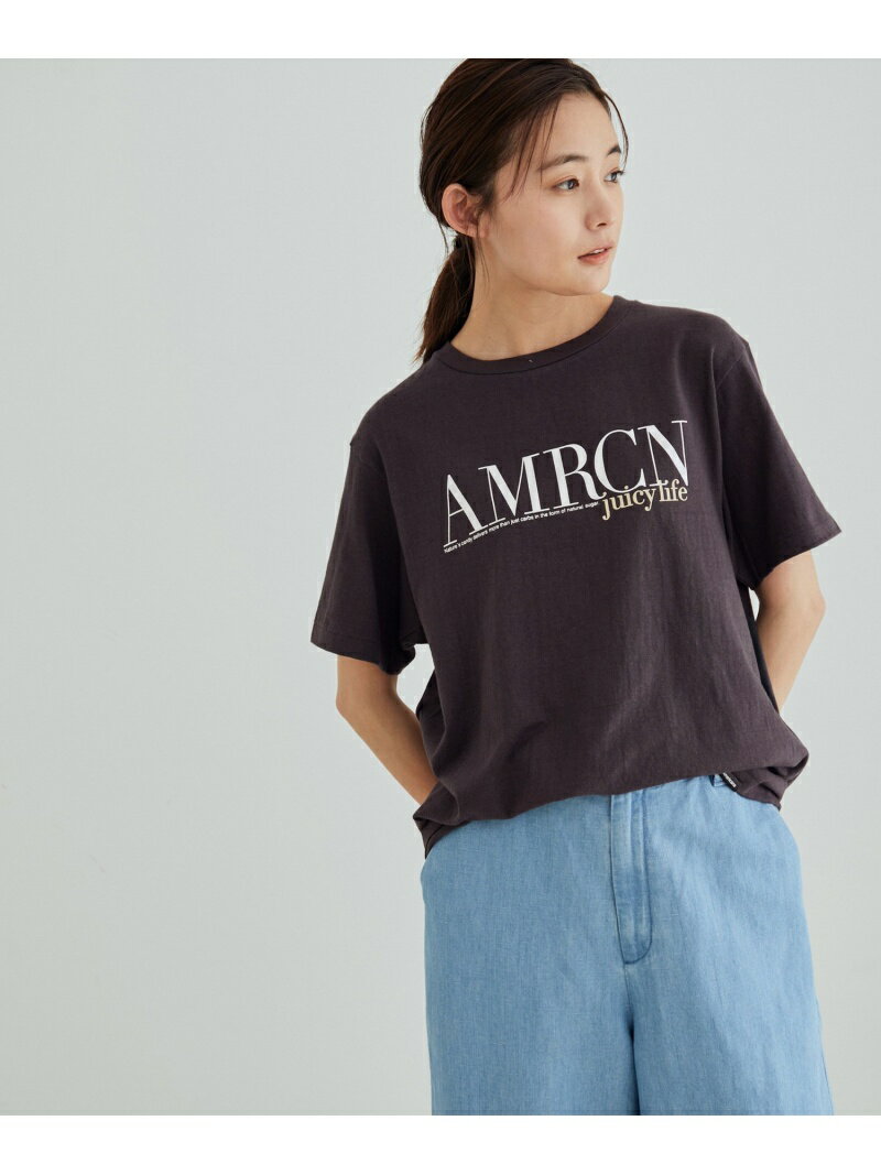【Americana for SALON】オリジナルロゴプリントTシャツ SALON adam et rope' サロン アダム エ ロペ トップス カットソー・Tシャツ グレー ベージュ ホワイト【送料無料】[Rakuten Fashion]のサムネイル