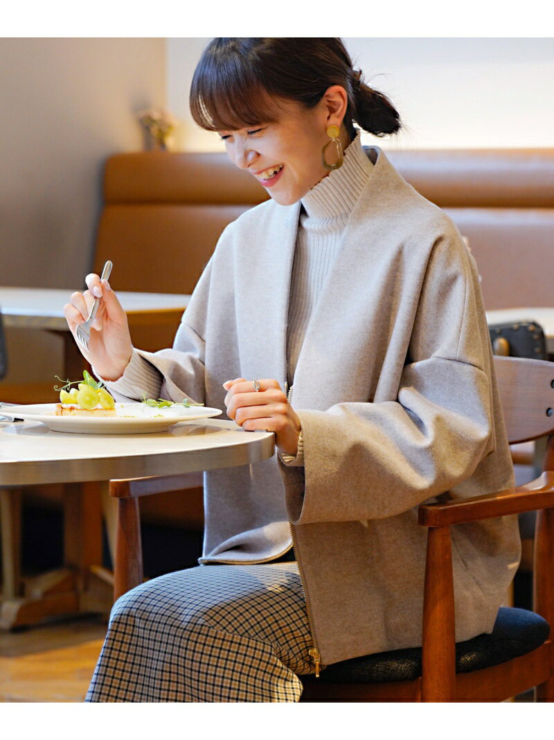 【SALE／40%OFF】ウールライクノーカラーブルゾン SALON adam et rope' サロン アダム エ ロペ ジャケット・アウター ブルゾン・ジャンパー ブラウン ベージュ【RBA_E】【送料無料】[Rakuten Fashion]