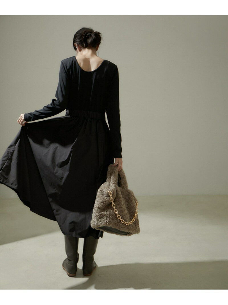 【SALE／50%OFF】ドッキングフレアーワンピース SALON adam et rope' サロン アダム エ ロペ ワンピース・ドレス ワンピース ブラウン ブラック【RBA_E】【送料無料】[Rakuten Fashion]のサムネイル