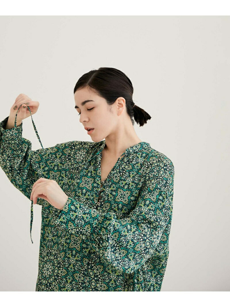 【SALE／60%OFF】アラベスクプリントスタンドカラーチュニック SALON adam et rope' サロン アダム エ ロペ トップス シャツ・ブラウス パープル グリーン【RBA_E】【送料無料】[Rakuten Fashion]