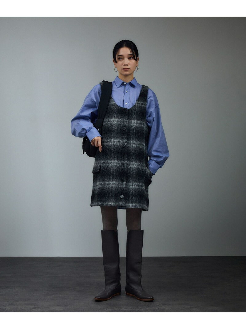 BALLIシャギーミニジャンパースカート SALON adam et rope' サロン アダム エ ロペ ワンピース・ドレス ジャンパースカート グレー イエロー【先行予約】*【送料無料】[Rakuten Fashion]