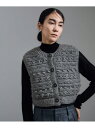 【WEB限定】クロップドパターンハンドニットジレ SALON adam et rope' サロン アダム エ ロペ トップス ベスト・ジレ ホワイト グレー【先...