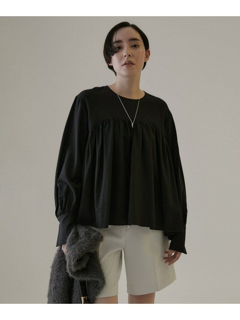 【SALE／50%OFF】ポプリンギャザーペプラムブラウス SALON adam et rope' サロン アダム エ ロペ トップス シャツ・ブラウス ホワイト ブラック【RBA_E】【送料無料】[Rakuten Fashion]