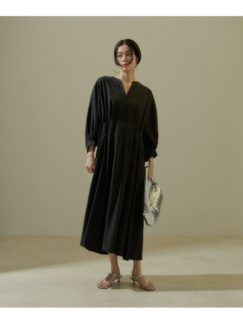 【SALE／50%OFF】[24SS]ウエストタックワンピース【洗える】 SALON adam et rope' サロン アダム エ ロペ ワンピース・ドレス ワンピース ブラック ベージュ【RBA_E】【送料無料】[Rakuten Fashion]