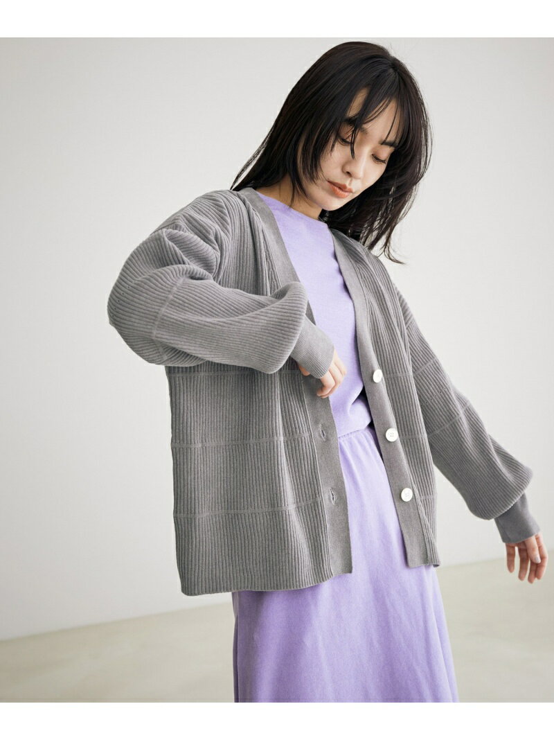 【極上の肌ざわり】リブカーディガン -CreamyCotton /クリーミーコットン- SALON adam et rope' サロン アダム エ ロペ トップス カーディガン グレー イエロー パープル ピンク【送料無料】[Rakuten Fashion]