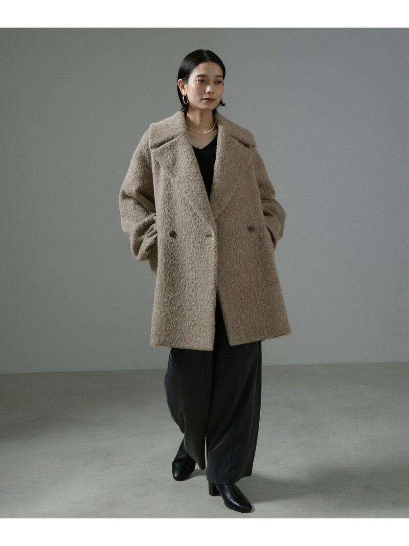 BALLI (バリ)シャギービックカラーPコート SALON adam et rope' サロン アダム エ ロペ ジャケット・アウター ピーコート ベージュ ブルー【送料無料】[Rakuten Fashion]のサムネイル