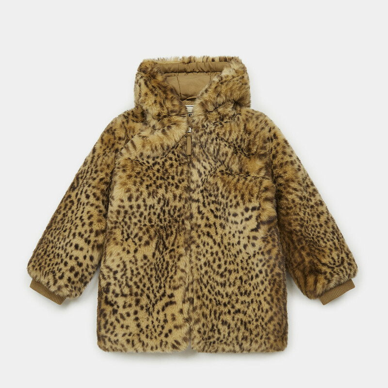 ブラックフライデーSALE ボントン bonton キッズサイズ 女の子 アニマル柄コート フェイクファーコート フード付きコート ふわふわジャケット ひょう柄