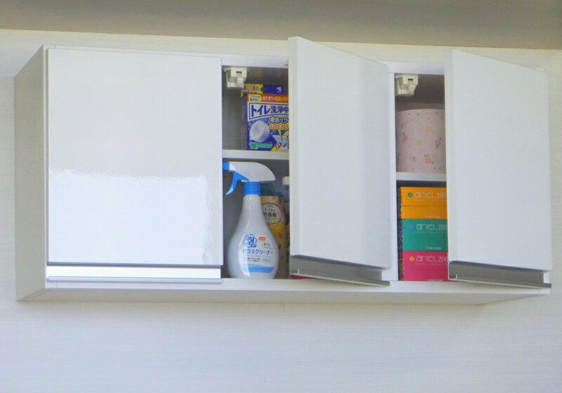 プレミアム吊戸棚 【横型】 幅90L(奥行30)国産 完成品 送料無料洗面所収納 トイレ収納に