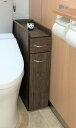 完成品 トイレすきまラック ダークブラウン スライド式 トイレ用品 隠す収納 省スペース サニタリーラック トイレラック 送料無料 組立不要 トイレブラシ(3)