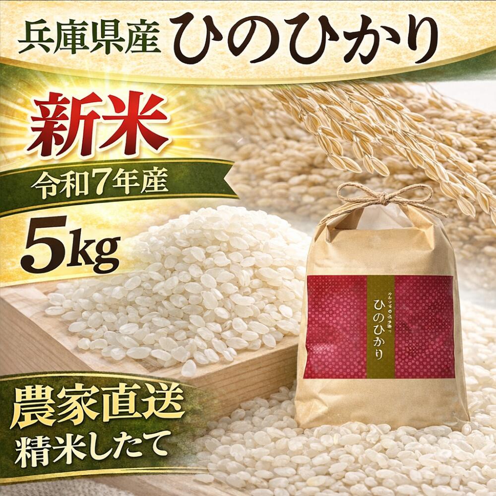 米 5kg 送料無料 兵庫県産 ひのひかり 新米 令和7年産 白米 農家直送 精米し...